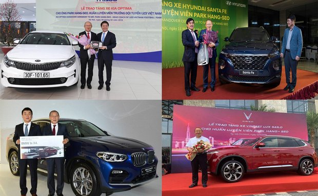 HLV Park Hang Seo nhiều lần được c&aacute;c doanh nghiệp Việt Nam tặng xe.